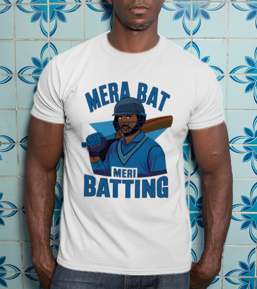 Mera Bat Meri Batting Cricket Player India T-Shirt