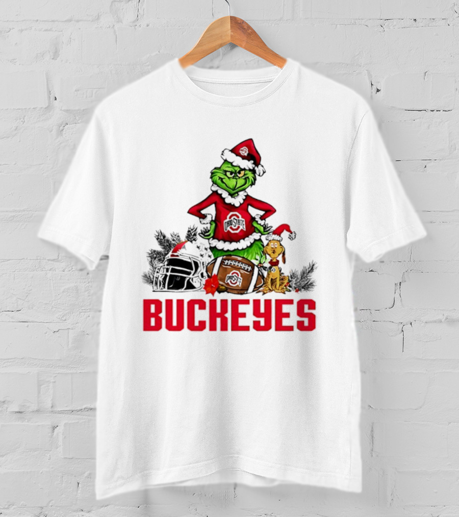 Ohio State Buckeyes Christmas Grinch And Max Dog T-Shirt