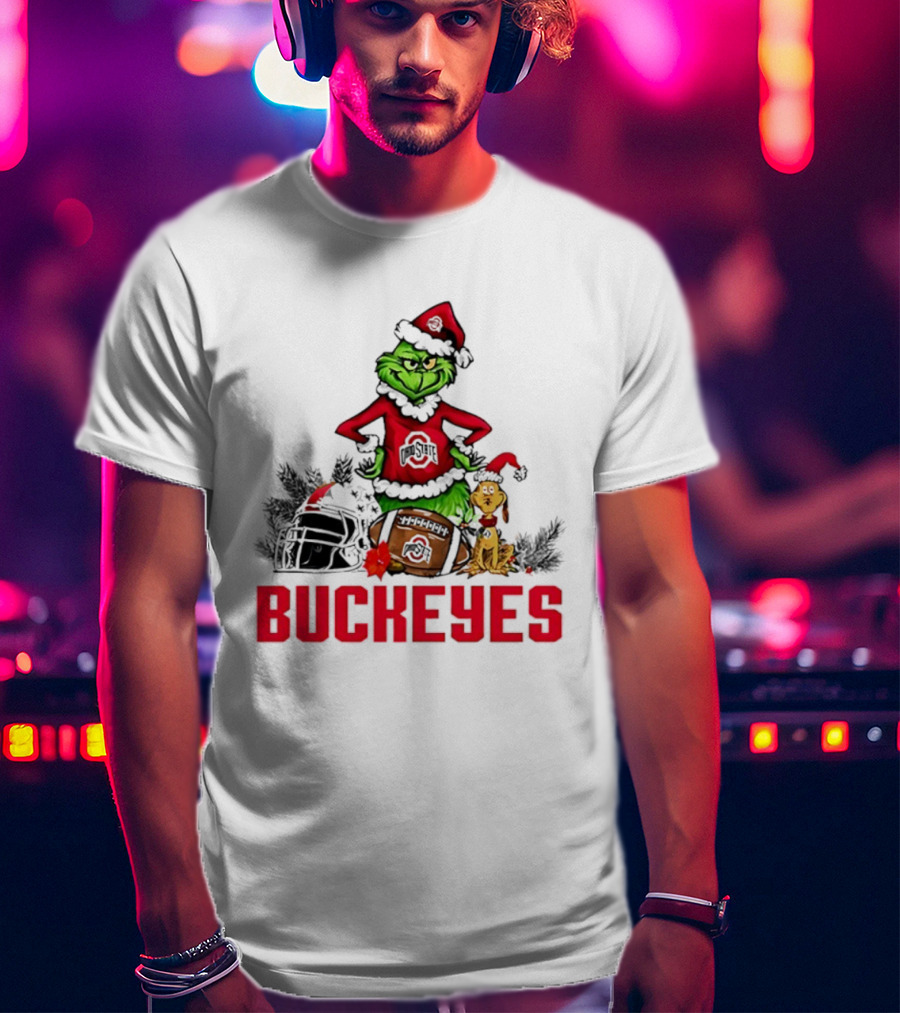 Ohio State Buckeyes Christmas Grinch And Max Dog T-Shirt