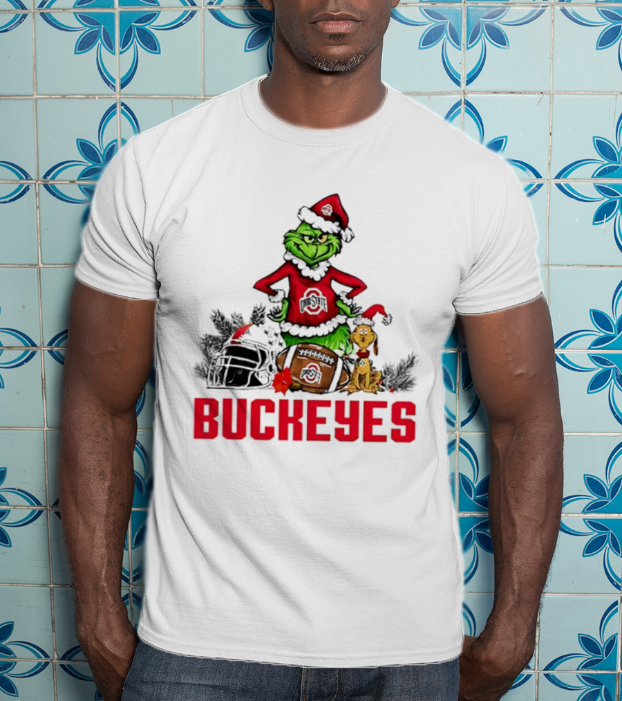 Ohio State Buckeyes Christmas Grinch And Max Dog T-Shirt