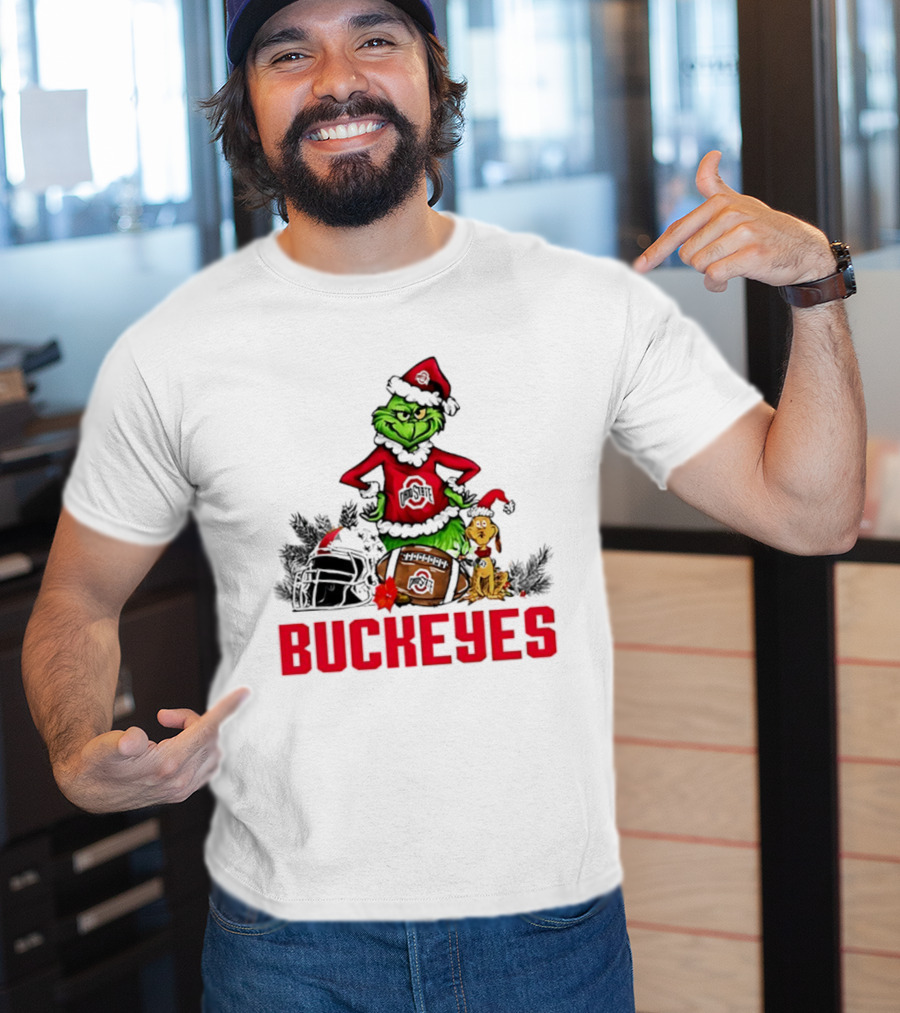 Ohio State Buckeyes Christmas Grinch And Max Dog T-Shirt