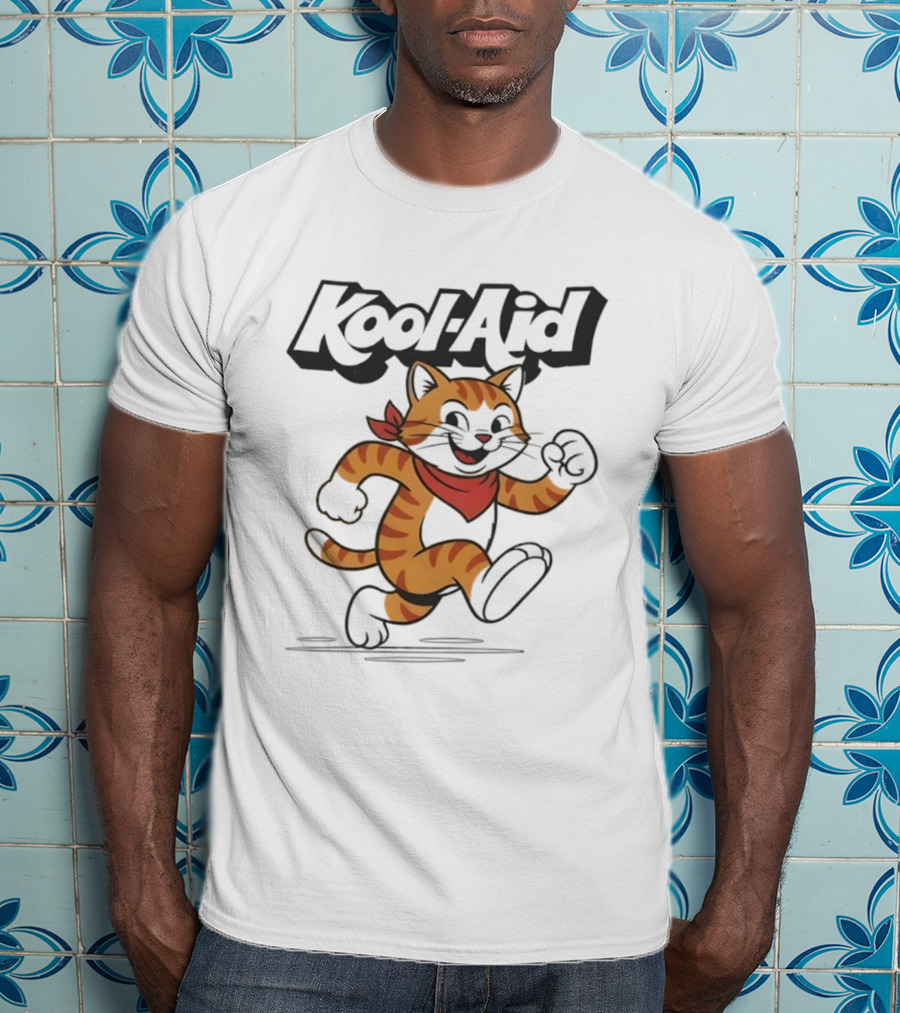 Kool-Aid Orange Cat Red Bandana Playful Pounce T-Shirt