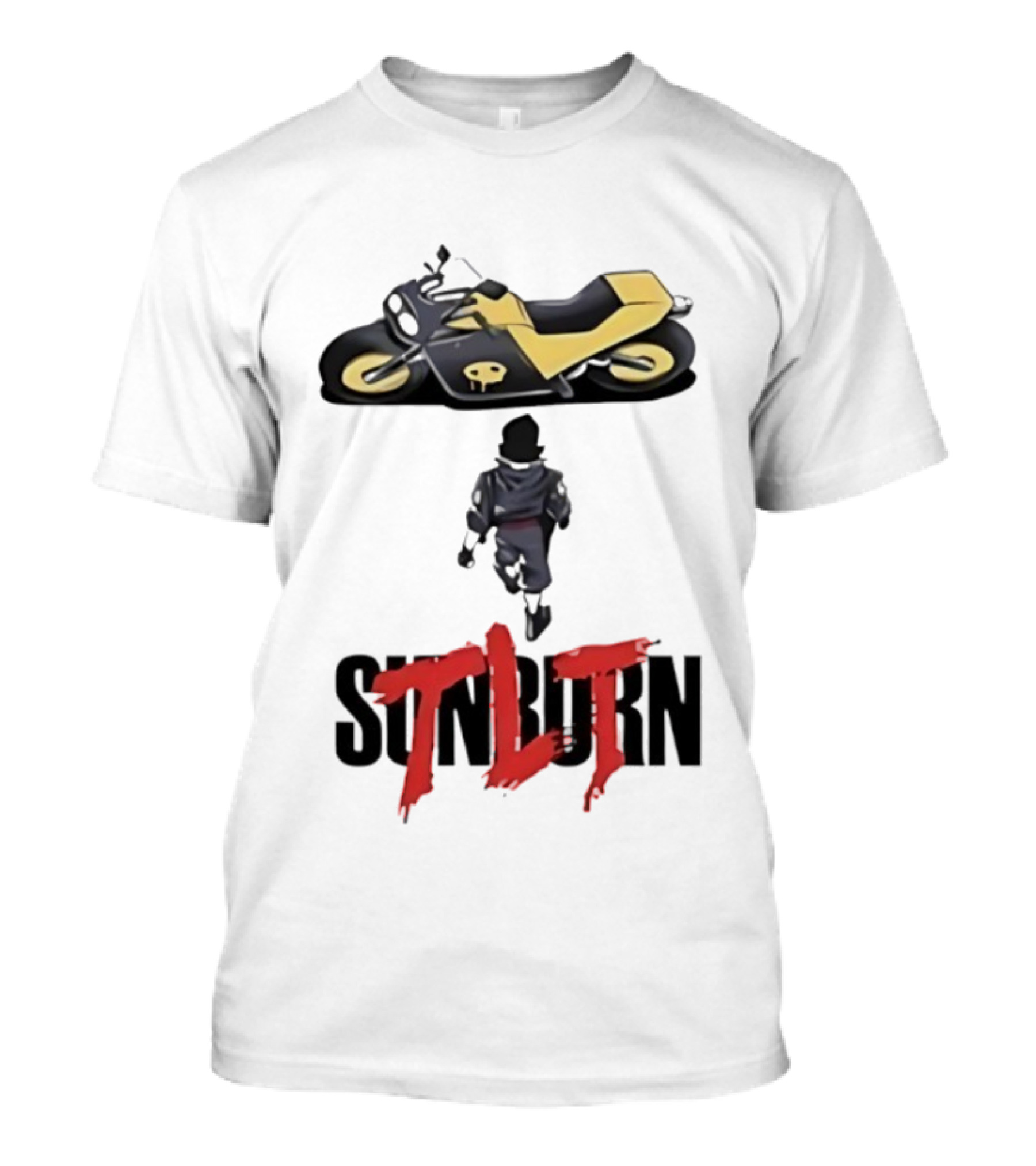 Sunburn TLT Motorcycle Rider With Retro Style Graphics T-Shirt