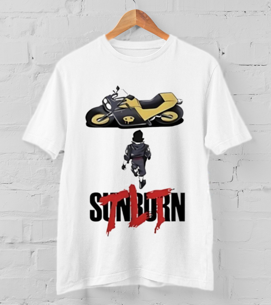 Sunburn TLT Motorcycle Rider With Retro Style Graphics T-Shirt