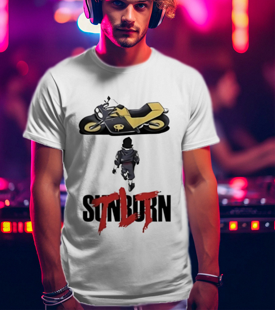 Sunburn TLT Motorcycle Rider With Retro Style Graphics T-Shirt