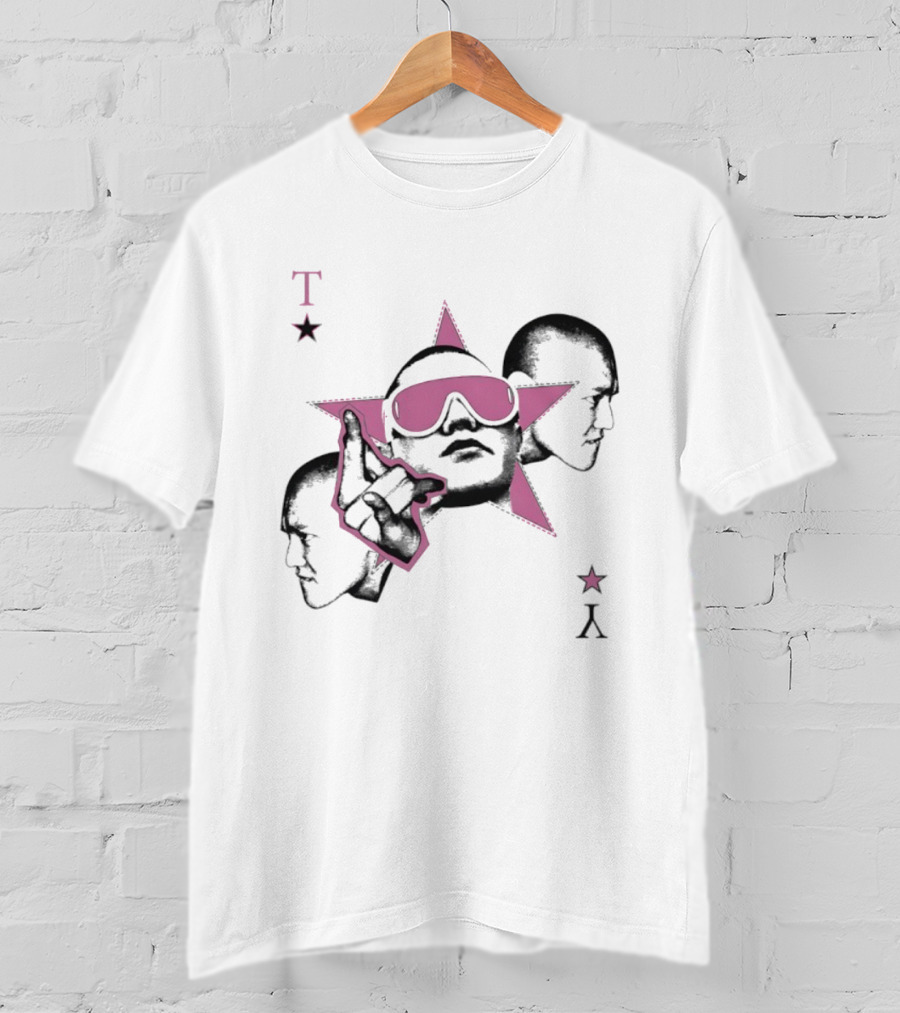 Taeyong Playing Card Pink Star Design With Sunglasses And Hand Gesture T-Shirt