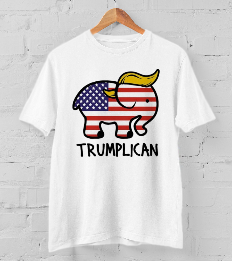 Trumplican Baby Onesie American Flag Elephant With Hair Style T-Shirt