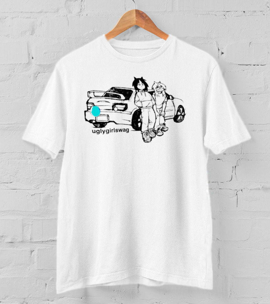 Uglygirlswag Stylized Car And Characters Drawing T-Shirt
