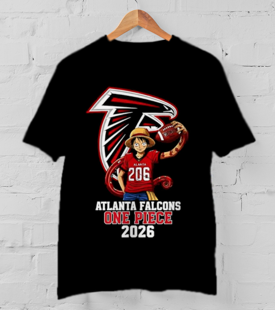 Atlanta Falcons One Piece Luffy 2026 Football Anime Crossover T-Shirt