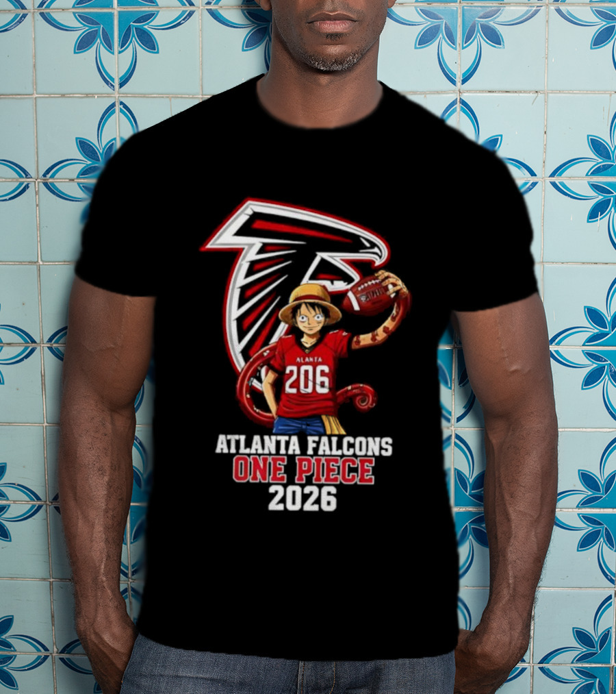Atlanta Falcons One Piece Luffy 2026 Football Anime Crossover T-Shirt