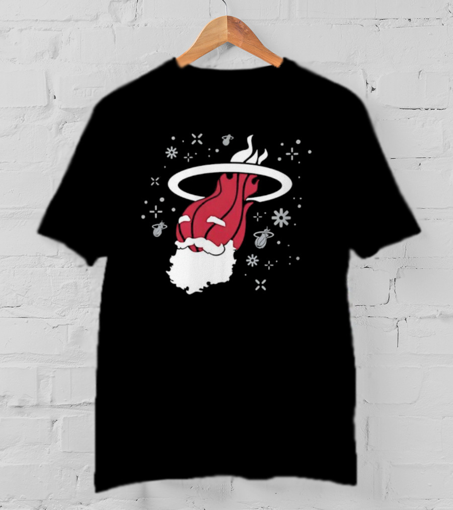 Ho Ho Heat Miami Christmas Santa Dunking Basketball Snowflakes T-Shirt