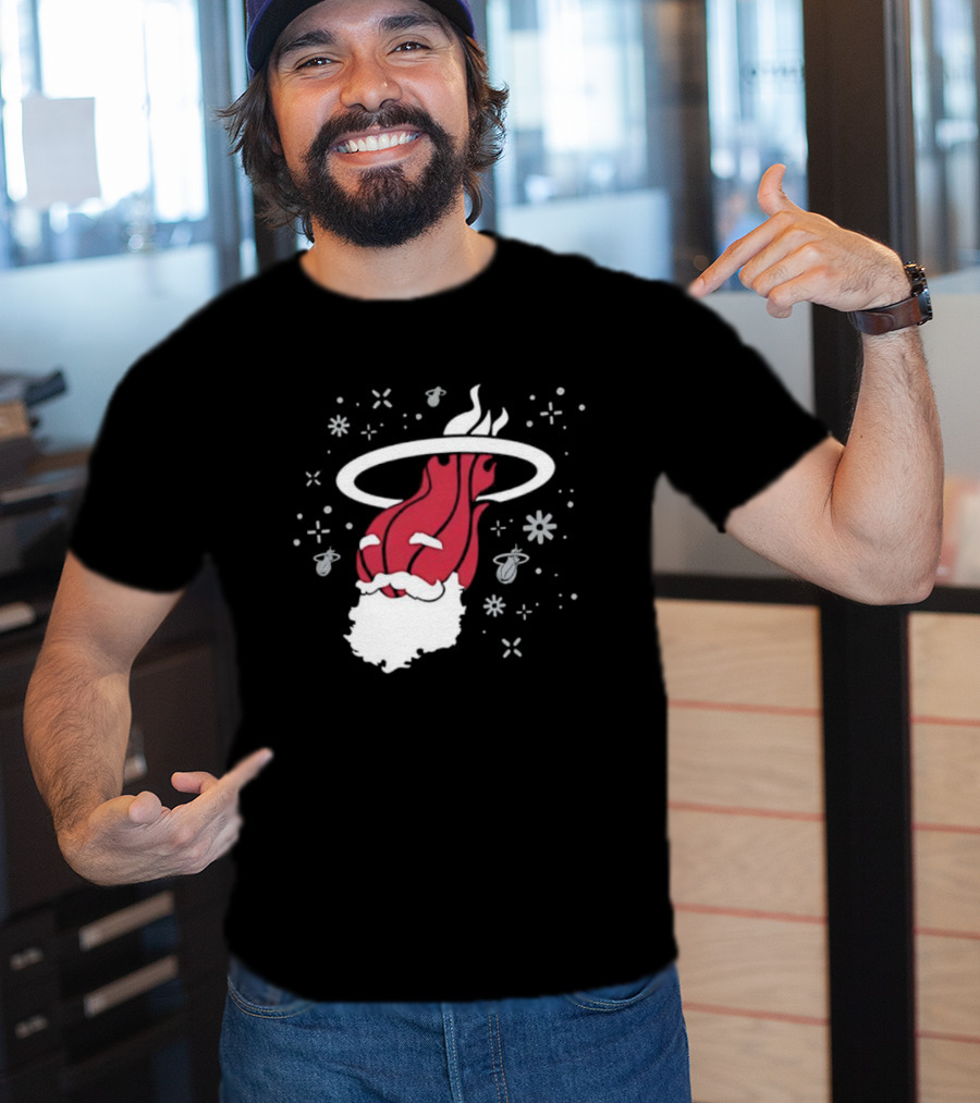 Ho Ho Heat Miami Christmas Santa Dunking Basketball Snowflakes T-Shirt
