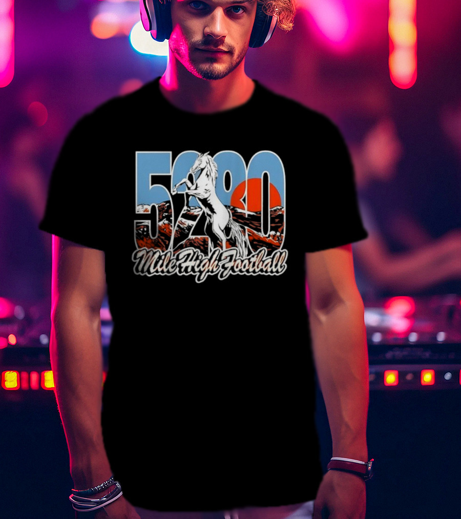 Mile High Football 5280 Horse Broncos Theme T-Shirt