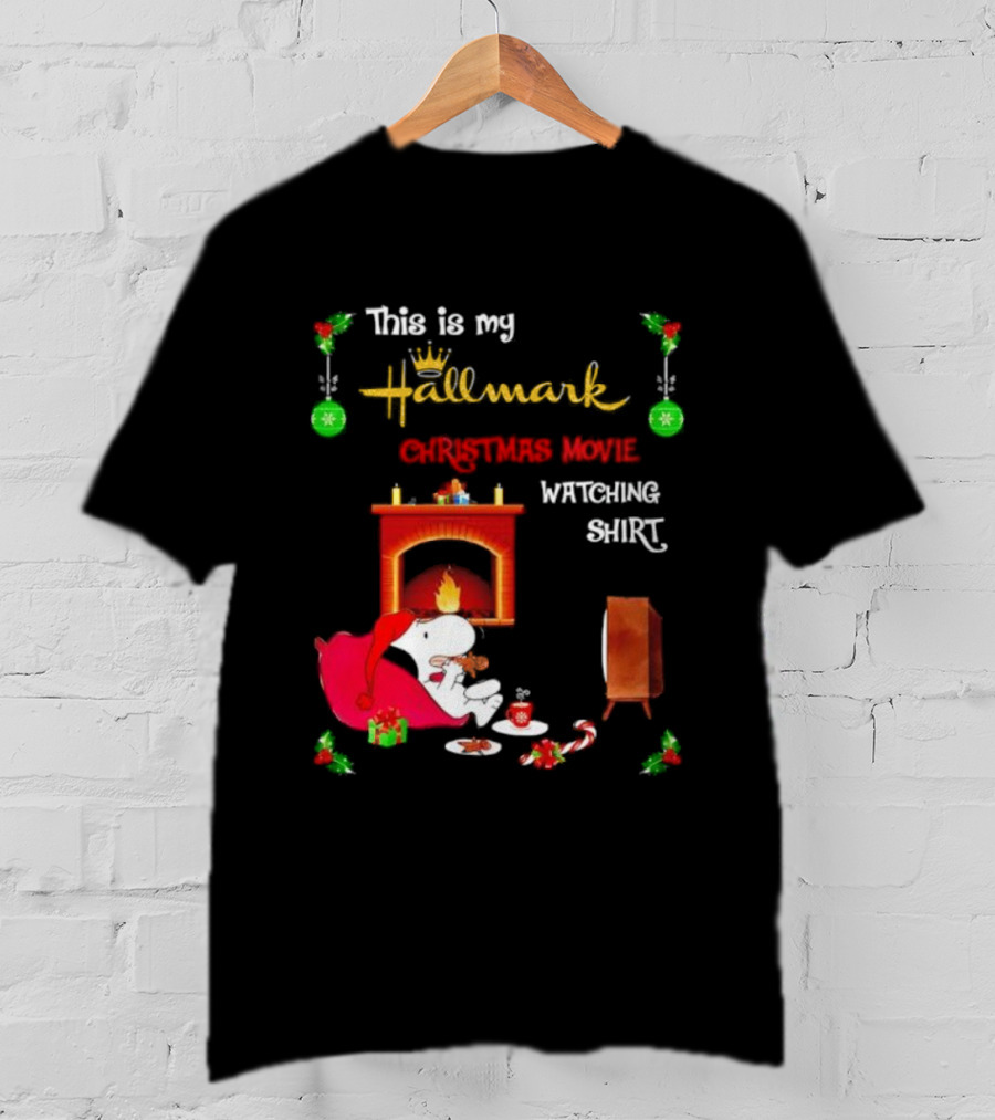 Hallmark Christmas Movie Ing With Snoopy By The Fireplace T-Shirt