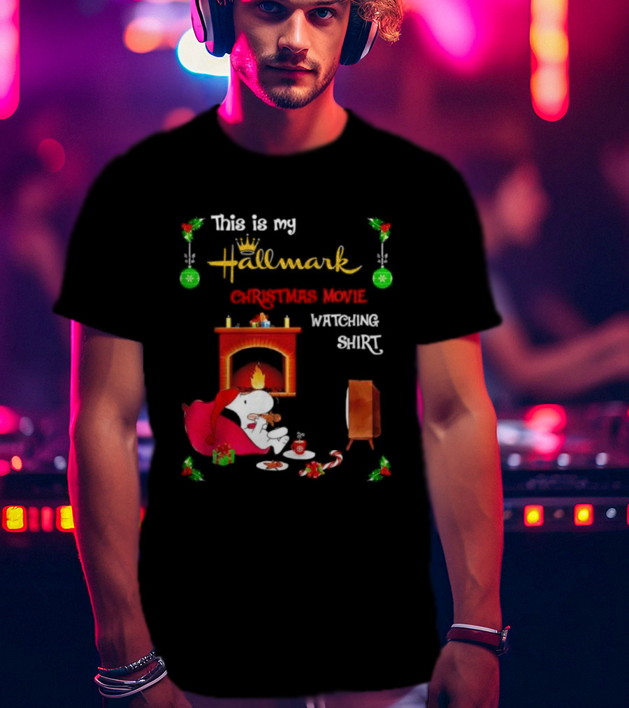 Hallmark Christmas Movie Ing With Snoopy By The Fireplace T-Shirt