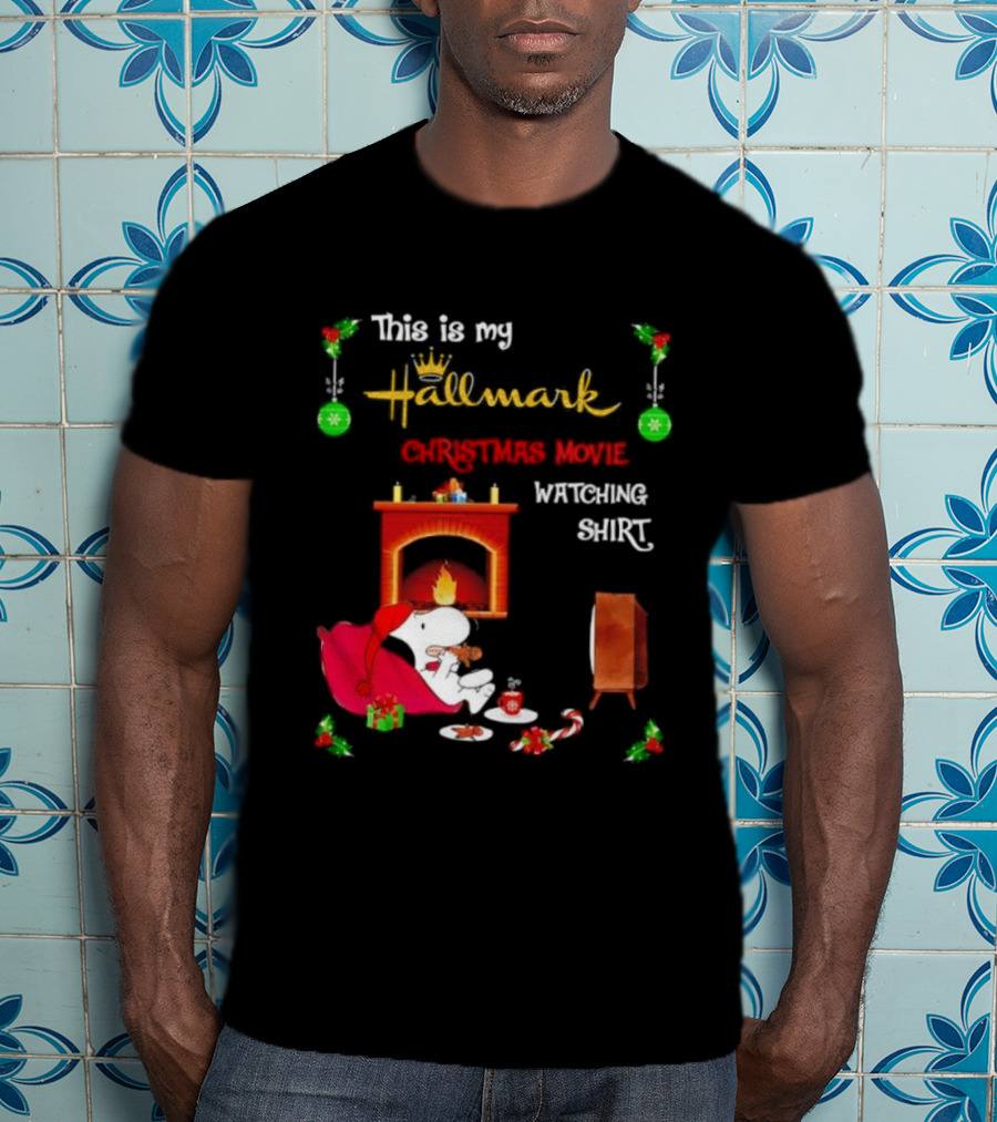Hallmark Christmas Movie Ing With Snoopy By The Fireplace T-Shirt