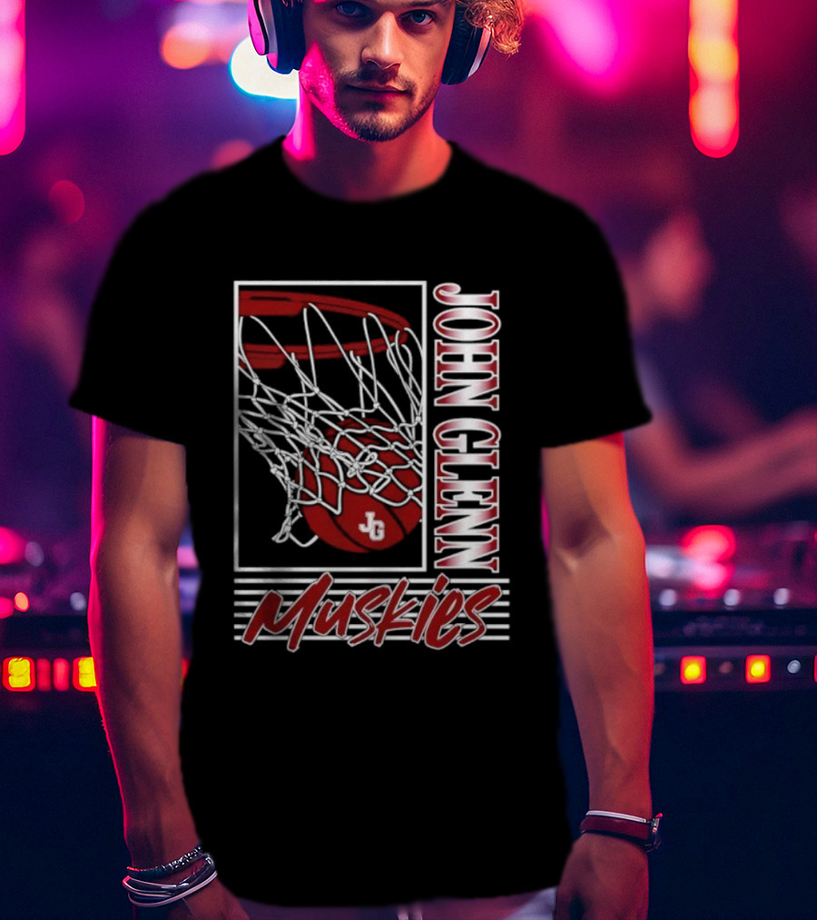 John Glenn Muskies Basketball Net And Ball T-Shirt