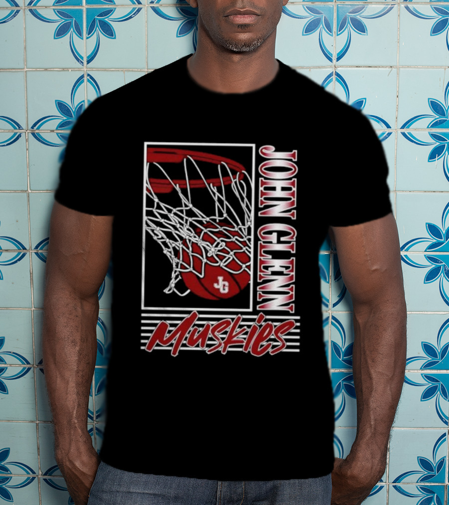 John Glenn Muskies Basketball Net And Ball T-Shirt