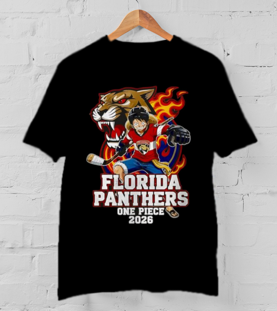 Florida Panthers One Piece Luffy Hockey 2026 Crossover T-Shirt