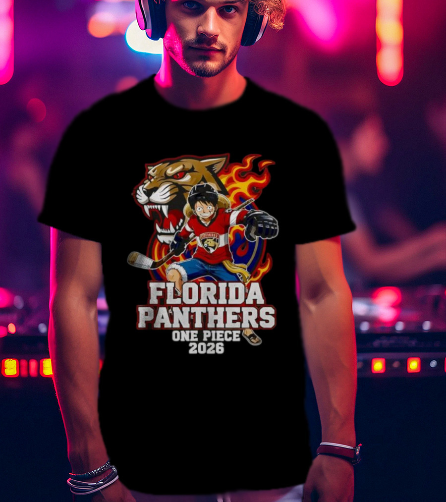 Florida Panthers One Piece Luffy Hockey 2026 Crossover T-Shirt