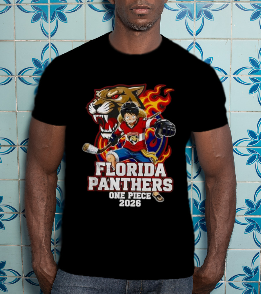 Florida Panthers One Piece Luffy Hockey 2026 Crossover T-Shirt