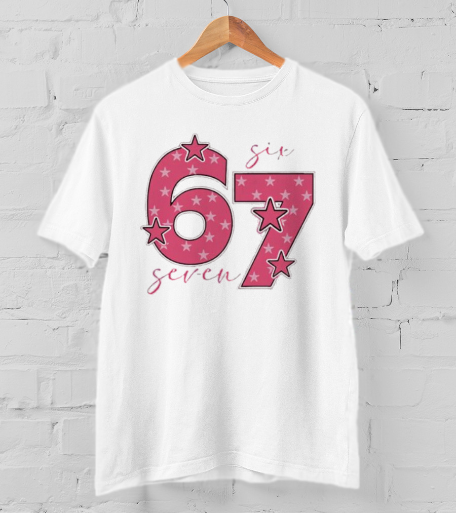 67 Roz Stele Dragut Star Pattern Pink T-Shirt
