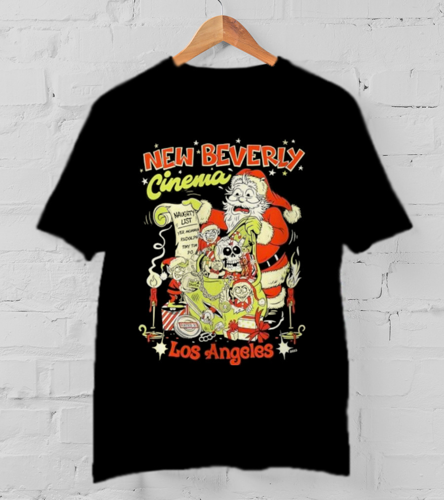 New Beverly Cinema Los Angeles Christmas Santa With Gifts T-Shirt