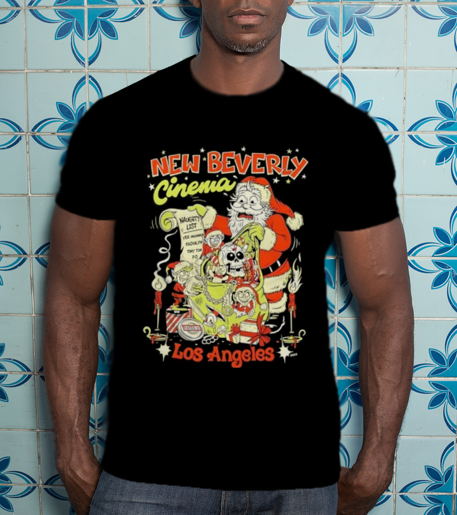 New Beverly Cinema Los Angeles Christmas Santa With Gifts T-Shirt