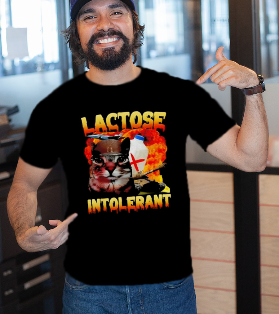 Lactose Intolerant Cat Meme Funny Saying For Cat Lovers T-Shirt