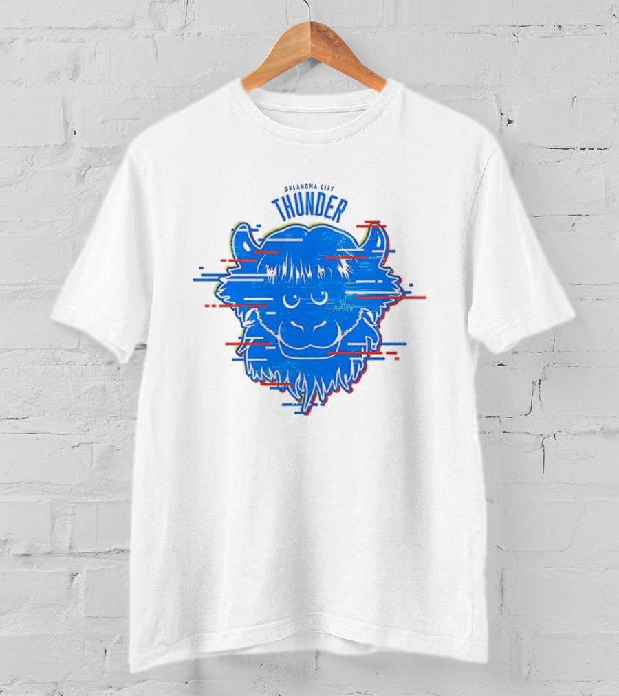 OKC Thunder Rumble Glitch Blue Buffalo Graphic T-Shirt