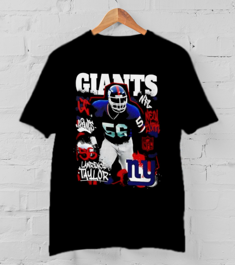 New York Giants Lawrence Taylor 56 Star Player NY Football Legends T-Shirt