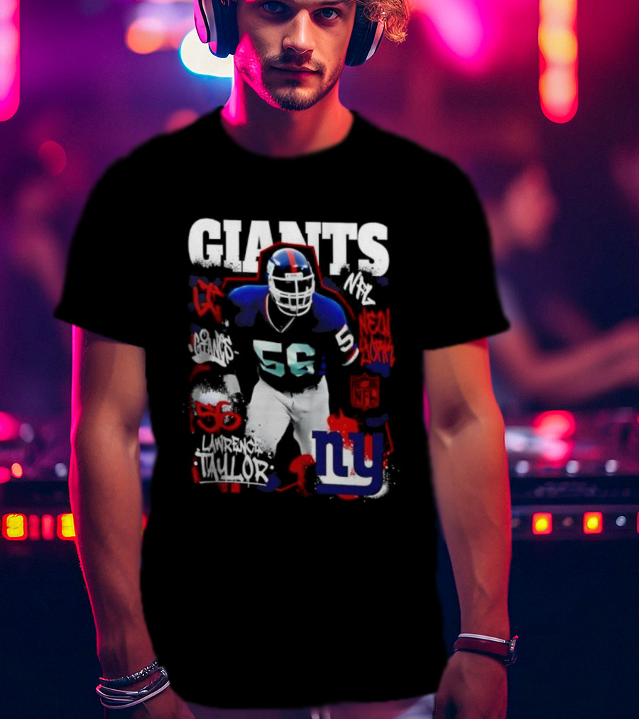 New York Giants Lawrence Taylor 56 Star Player NY Football Legends T-Shirt