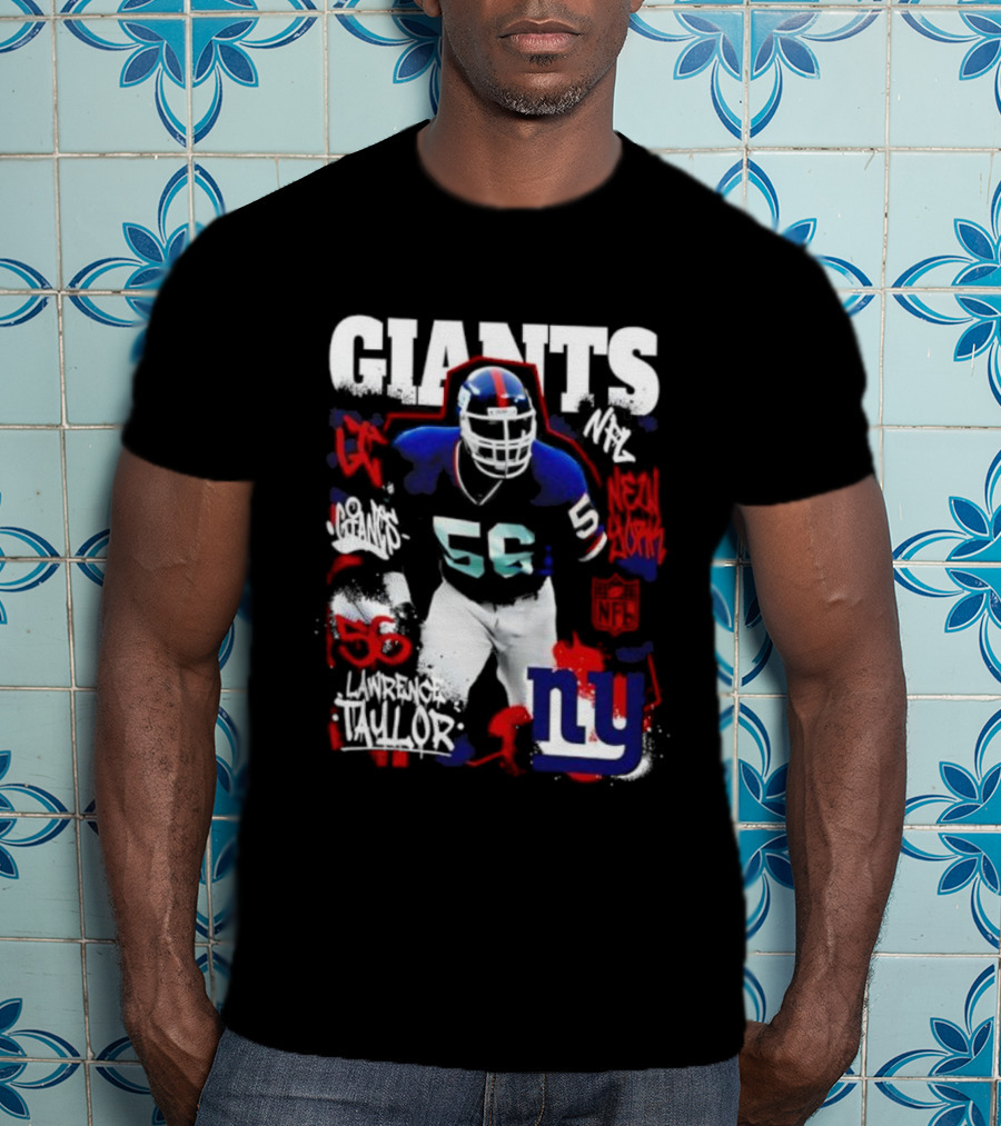 New York Giants Lawrence Taylor 56 Star Player NY Football Legends T-Shirt
