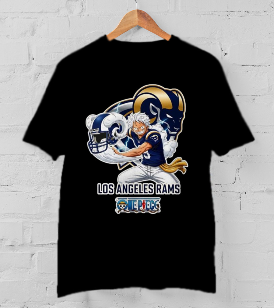 Los Angeles Rams One Piece Luffy Crossover 2026 Collaboration T-Shirt