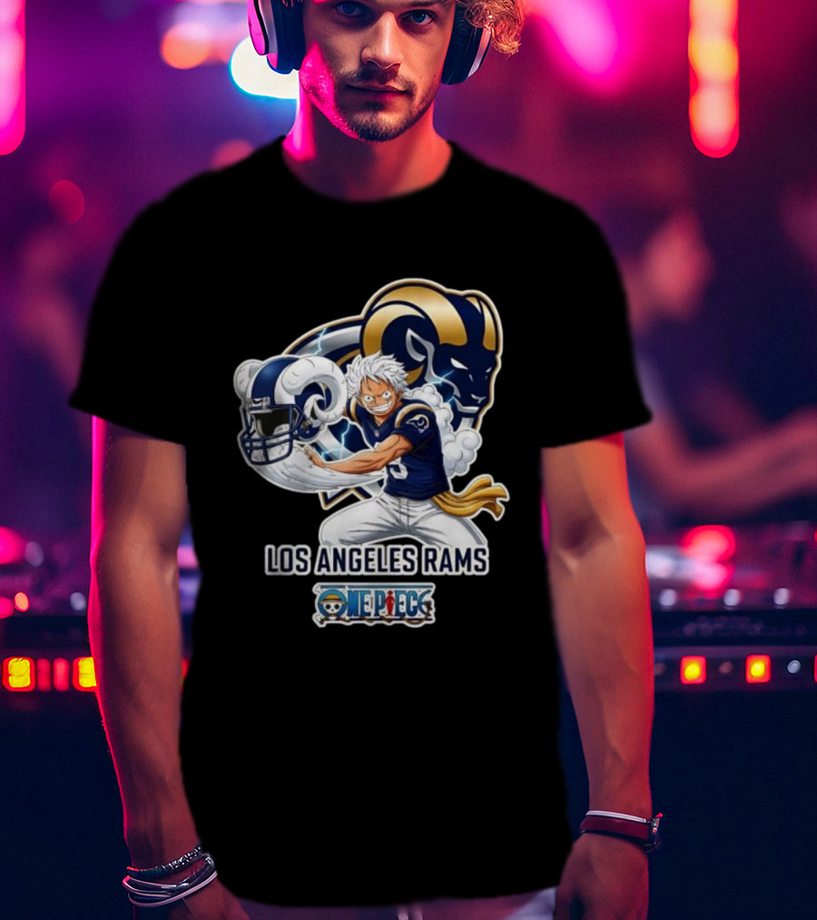 Los Angeles Rams One Piece Luffy Crossover 2026 Collaboration T-Shirt