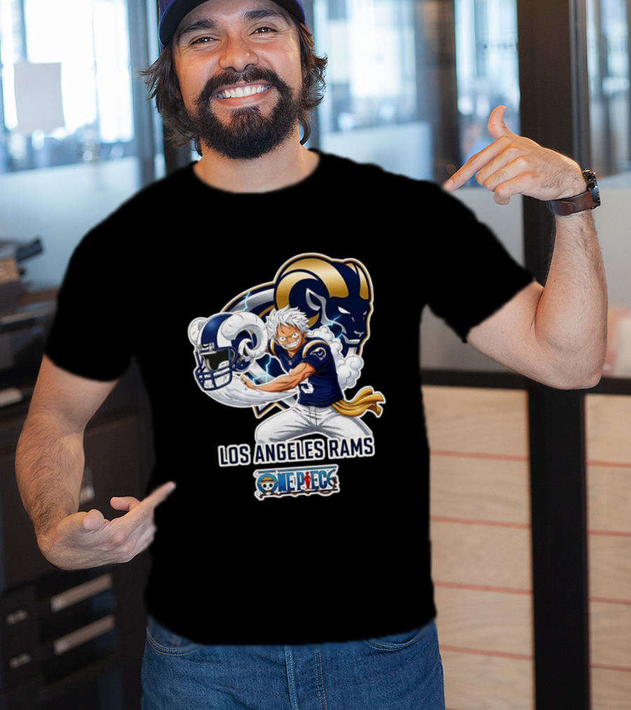 Los Angeles Rams One Piece Luffy Crossover 2026 Collaboration T-Shirt