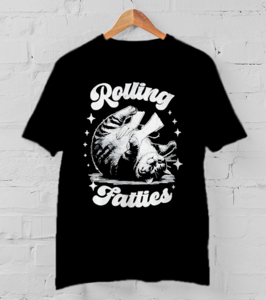 Rolling Fatties Retro Funny Cat Meme Vintage Sarcastic Humor T-Shirt