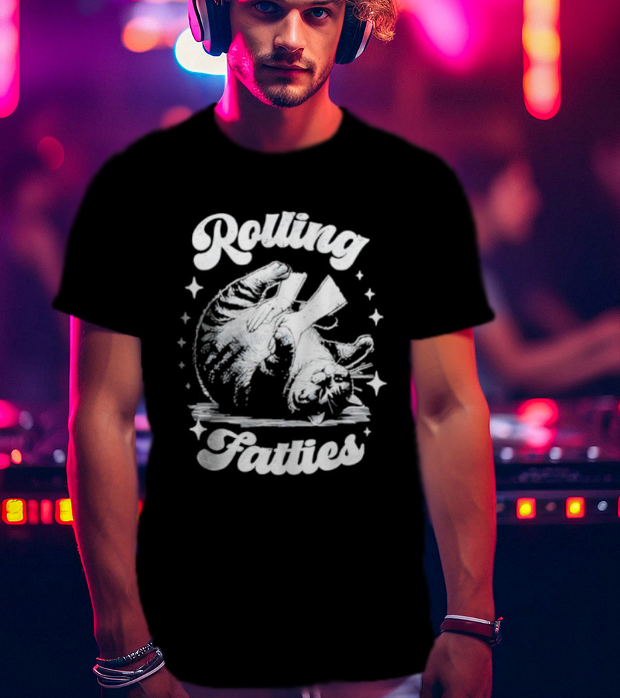 Rolling Fatties Retro Funny Cat Meme Vintage Sarcastic Humor T-Shirt