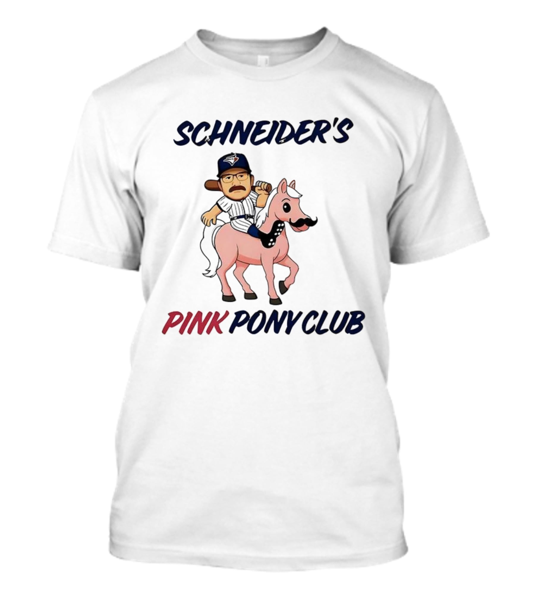 Schneider's Pink Pony Club Mustache Horse Cartoon T-Shirt