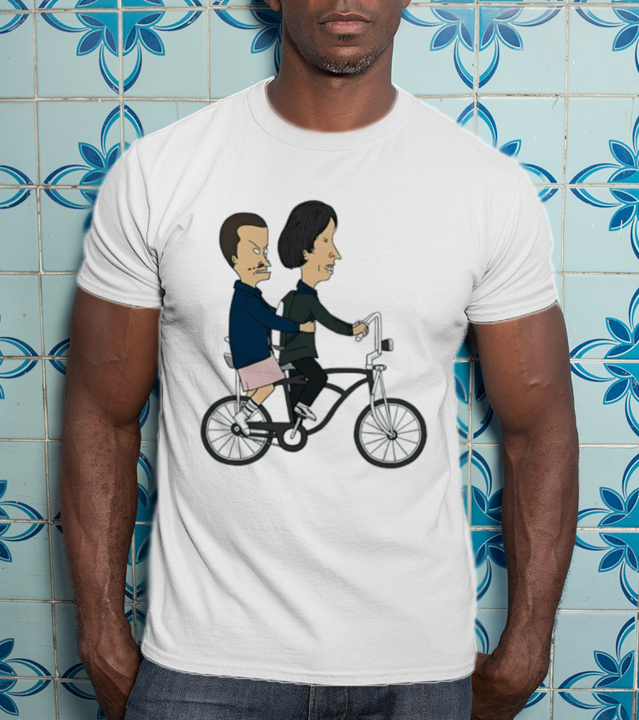 Eleven And Mike Cycling In Beavis And Butt-Head Style Fusion T-Shirt