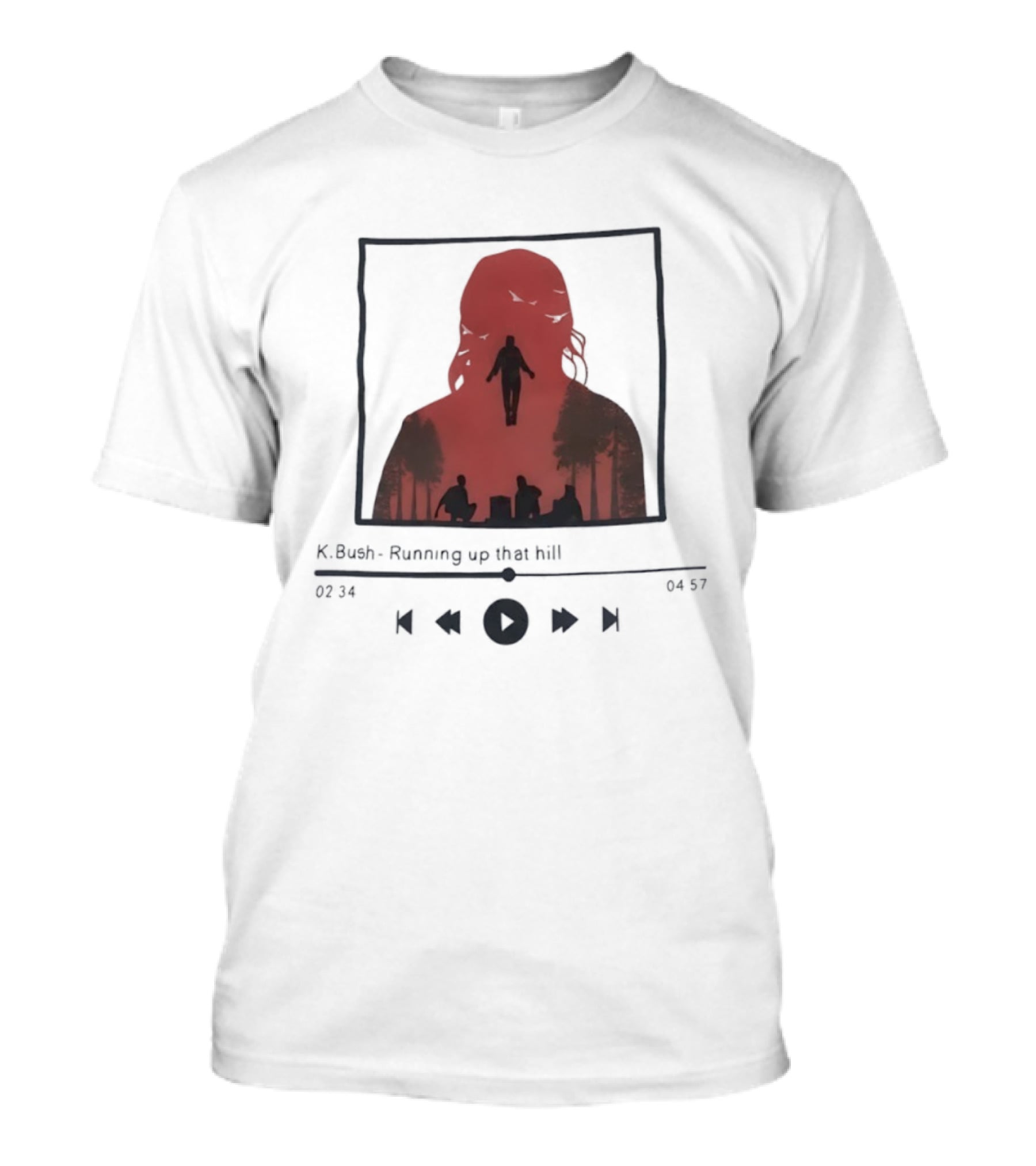 K Bush Running Up That Hill Red Silhouette Forest Scene T-Shirt