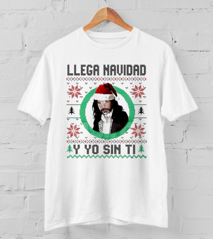 Llega Navidad Y Yo Sin Ti Ugly Christmas Festive Music Lover T-Shirt