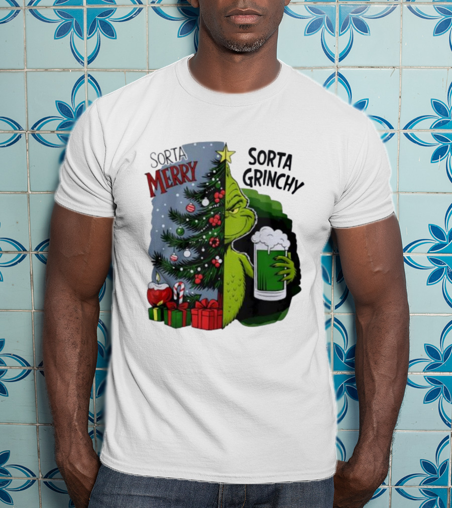 Sorta Merry Sorta Grinchy Christmas Tree Grinch Holiday T-Shirt