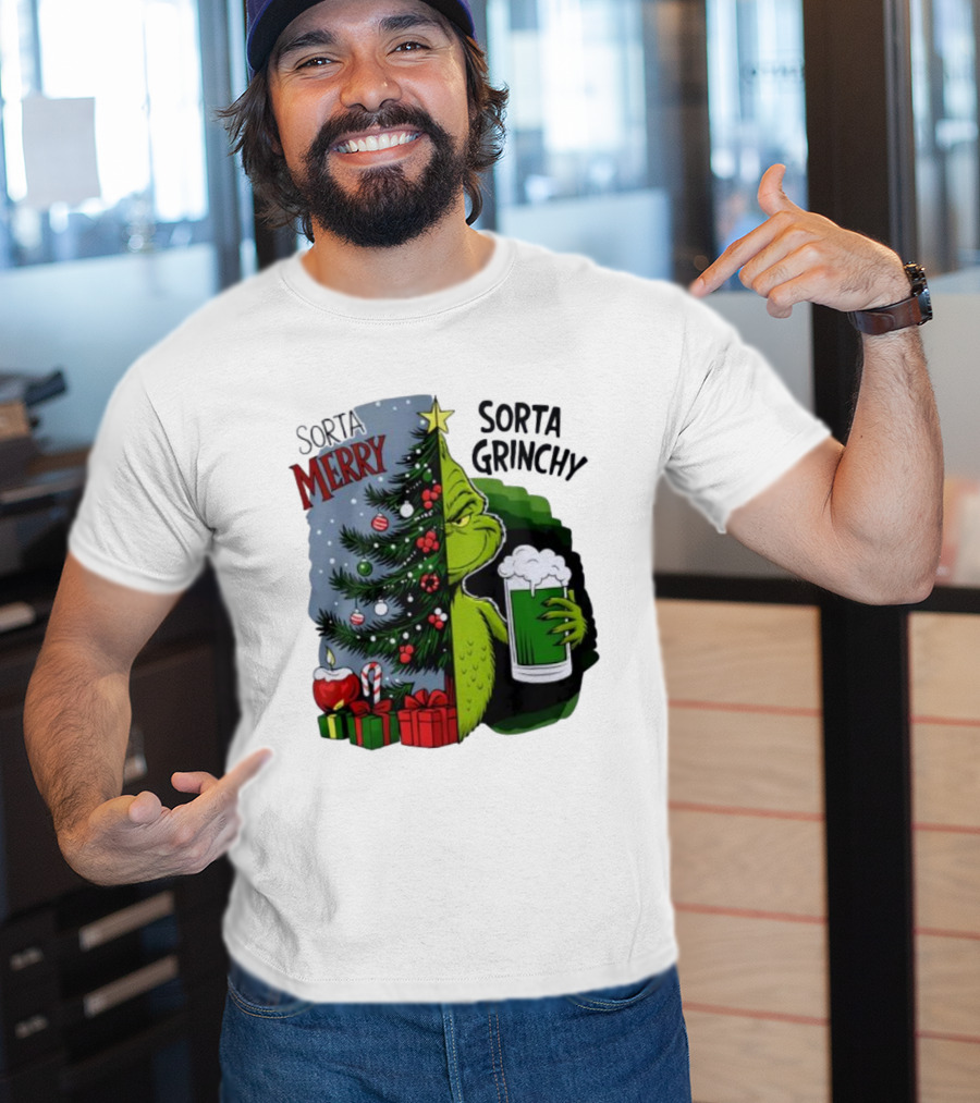 Sorta Merry Sorta Grinchy Christmas Tree Grinch Holiday T-Shirt