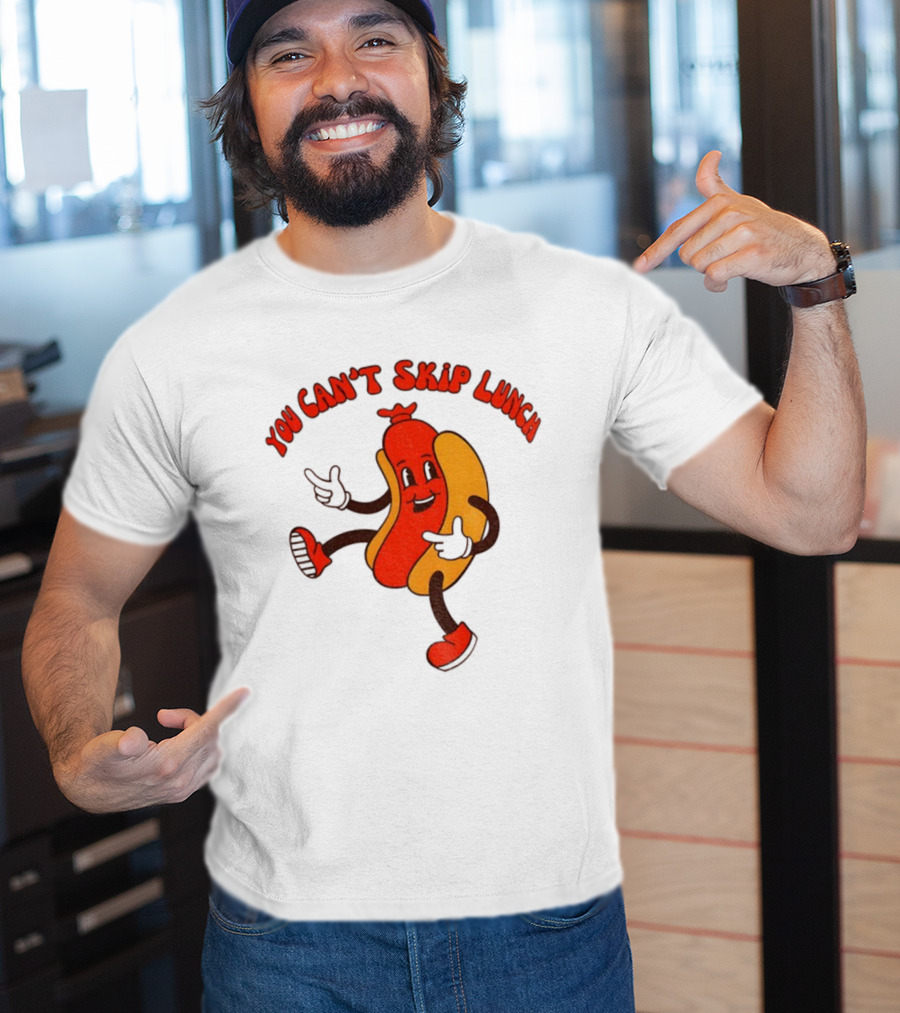 You Can't Skip Lunch Hot Dog Vintage Retro Playful T-Shirt