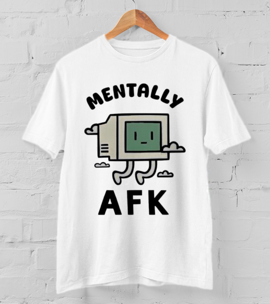 Mentally AFK Cute Floating Computer Face With Legs And Clouds T-Shirt