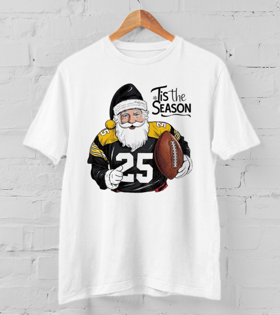 Pittsburgh Steelers Santa Claus Football NFL Tis The Season Merry Christmas T-Shirt