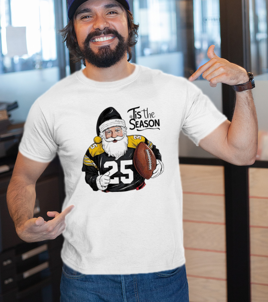 Pittsburgh Steelers Santa Claus Football NFL Tis The Season Merry Christmas T-Shirt