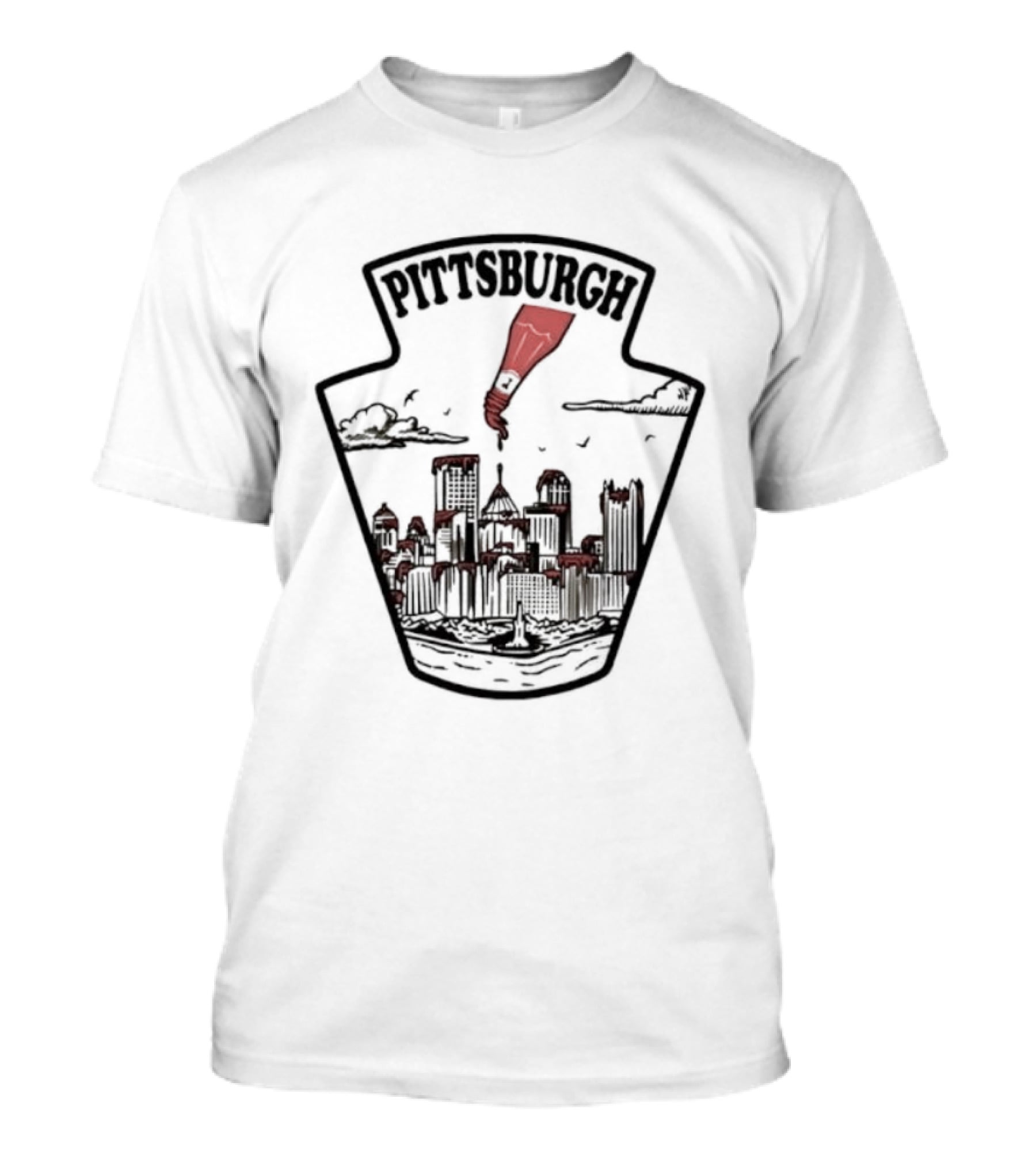 Pittsburgh Skyline With Ketchup Bottle Symbol T-Shirt