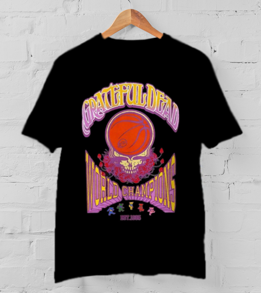 Grateful Dead Basketball Skull Roses World Champions Est 1965 T-Shirt